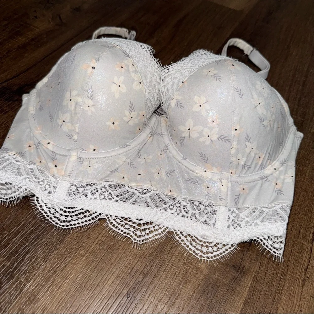 Victorias Secret Like New Dream Angels Lined Demi Longline Shimmer Bra